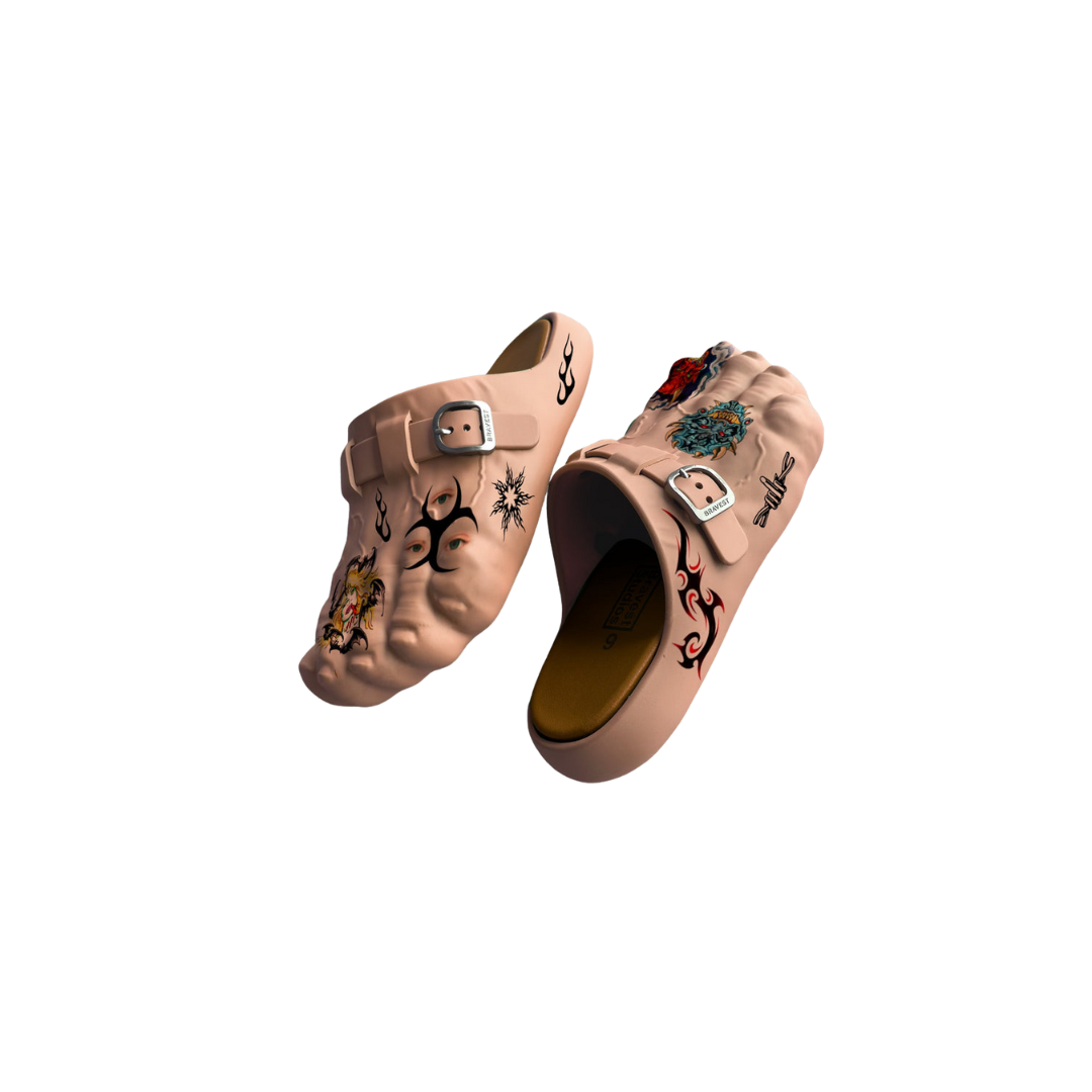 Bravest Studios Foot Clogs Tattoo "Beige"