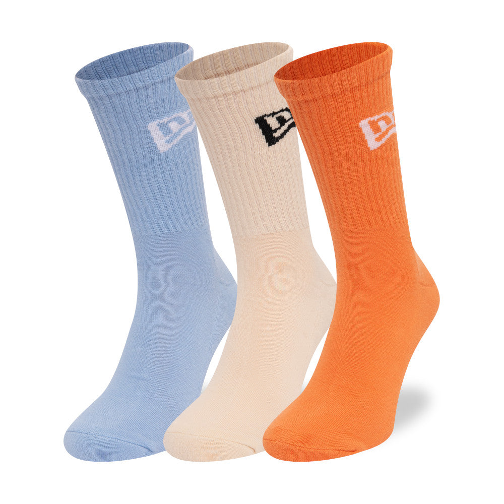 New Era 3PK Crew Socks "Blue Cream Orange"