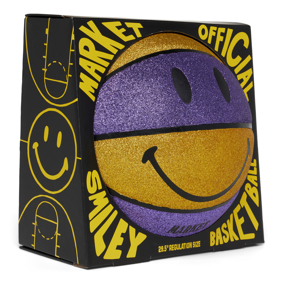 Market Smiley Glitter Showtime Basketball "Yellow & Purple"