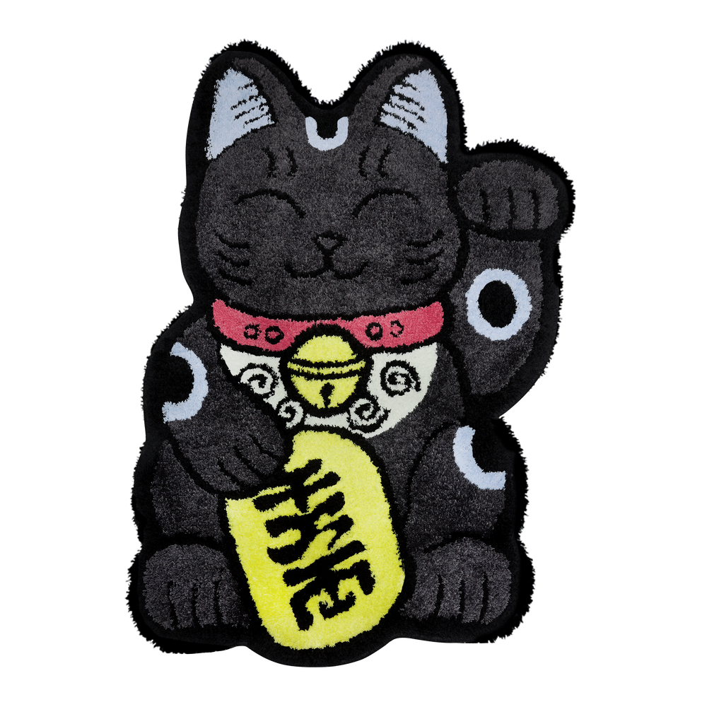 Mascot Lucky Cat New Year Black Rug