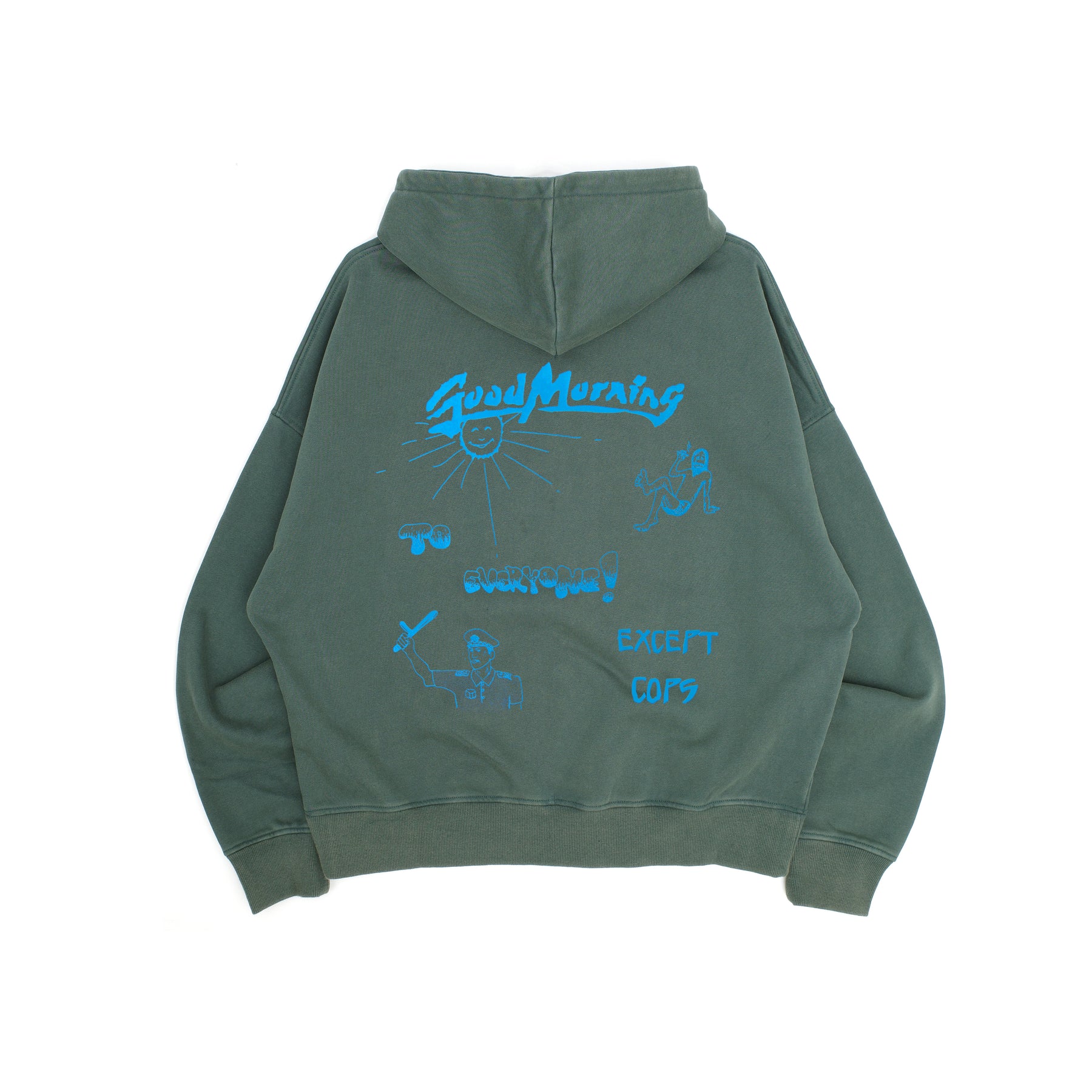 Jungles Jungles Good Morning Cops Vintage Wash Zip Hoodie "Green"