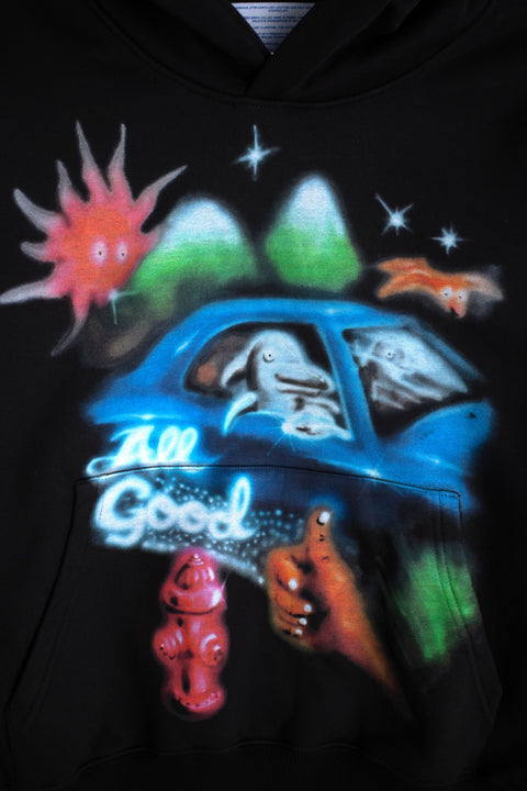 Jungles Jungles All Good Airbrush Hoodie "Black"