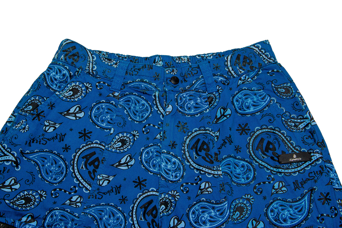 AlphaStyle Martin Printed Walk Shorts "Blue"