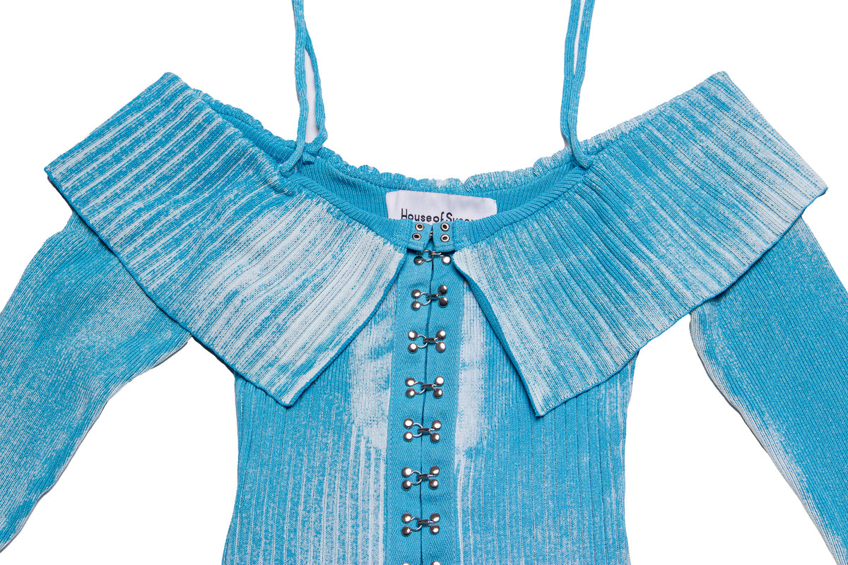 House of Sunny Sunfade Knit Top "Vintage Blue"
