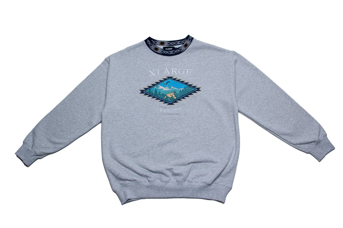 XLarge Embroidered Souvenir Crewneck Sweater "Ash"