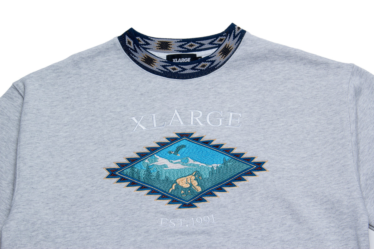 XLarge Embroidered Souvenir Crewneck Sweater "Ash"
