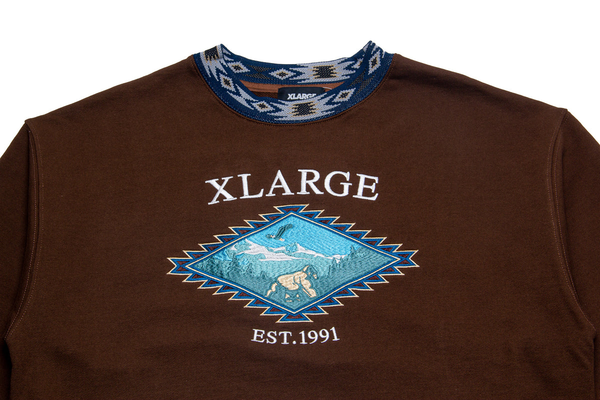 XLarge Embroidered Souvenir Crewneck Sweater "Brown"
