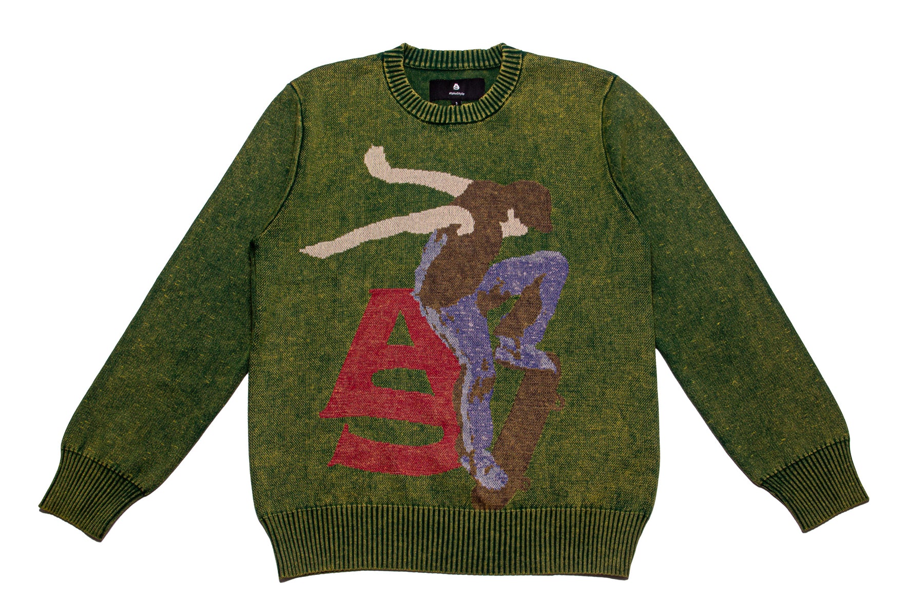 AlphaStyle Elkhead Knitted Sweater "Green"