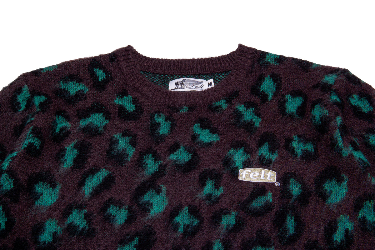 Felt Mohair Knit Sweater "Dark Leopard"