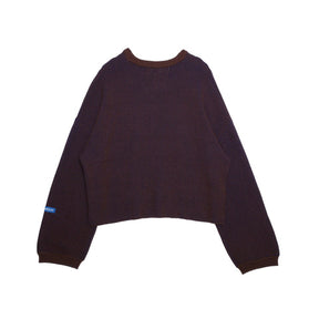 Jungles Jungles Two Tone Rib Knit Sweater "Brown & Blue"