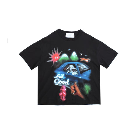 Jungles Jungles All Good Airbrush Tee "Black"