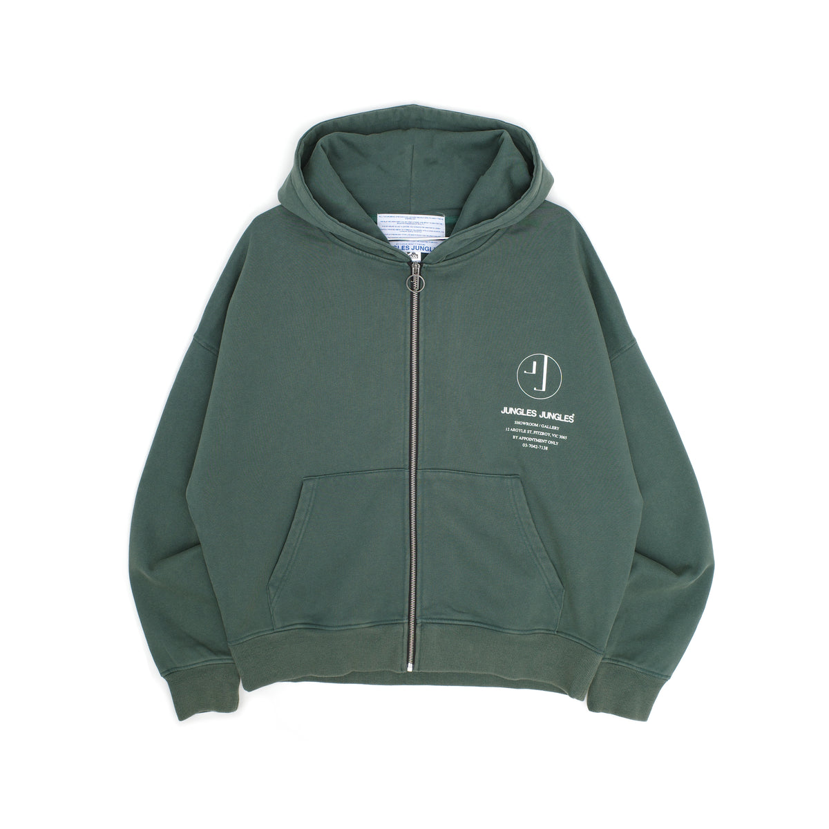 Jungles Jungles Appointment Only Vintage Wash Zip Hoodie "Green"