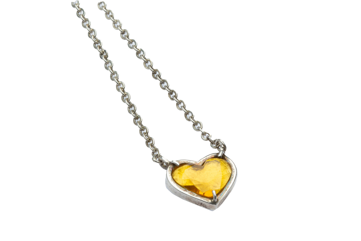 Cruzada Collar Corazón con Cristal "Amarillo"